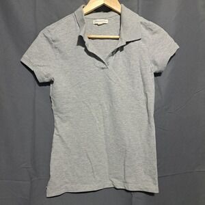 Aeropostale Women's LARGE Gray Short Sleeve Polo Y2K Preppy Classic
